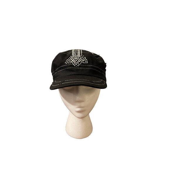 David & Young Bling and Beaded Cross Black Distressed Hat Size N/A - Picture 3 of 8